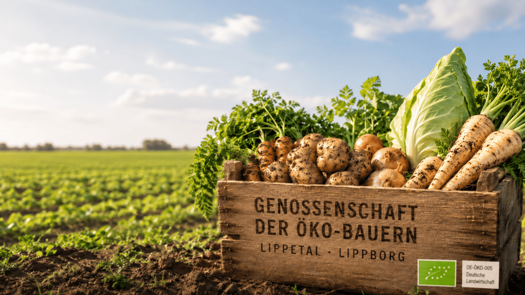 Frische Bio-Ernte im Holzkorb